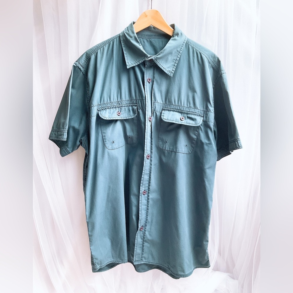 Blue Short Sleeve Utility Collared Pocket Shirt XL - Picture 1 of 9